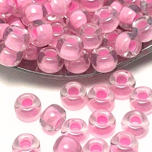 6/0 (4.0mm) | Pink Lined Crystal | Japanese Glass Seed Beads | Miyuki Rocailles | 6-207 | Variety of pack sizes available