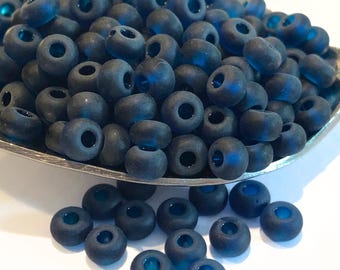 6/0 Transparent Montana Blue Matte | Preciosa Czech Glass Rocaille Seed Beads | 6-60100-M