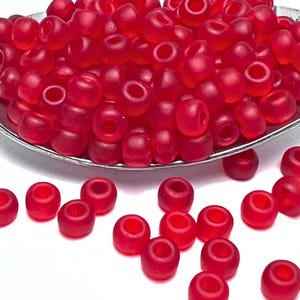 6/0 | Transparent Frost Red | Miyuki Seed Beads | Japanese Seed Beads | Round Rocailles | 6-141F