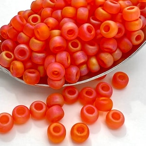 6/0 (4mm) | Matte Transparent Orange AB | Miyuki Japanese Seed Beads Glass Rocaille | 6-9138FR | Variety of pack sizes available