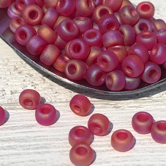 6/0 Transparent Frost Rainbow Red | Miyuki Japanese Seed Beads | Glass Rocaille |6-141FR