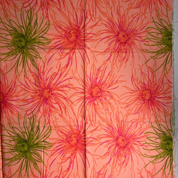 OOP Martha Negley Floral Cotton Fabric Yardage Large Scale SPIDER MUMS