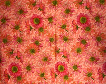 OOP Martha Negley Floral Cotton Fabric Yardage SINGLE MUM Flowers #29