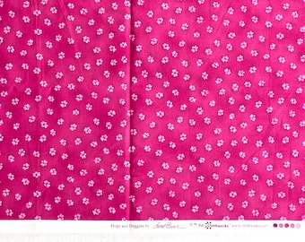 DOGS & DOGGIES - Pink Tiny Dog Paws - Laurel Burch Fabric 2015 - Half Yard