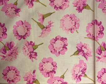 OOP Martha Negley Floral Cotton Fabric Yardage Carnation Style Flowers #MN 07