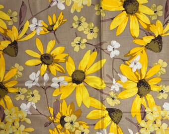 OOP Martha Negley Floral Cotton Fabric Yardage Bright Lemon YELLOW CONEFLOWERS one yard