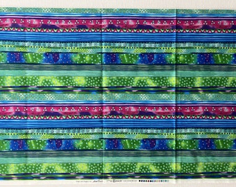 DOGS & DOGGIES - Fancy Stripes in Blues and Greens - 2015 Laurel Burch Fabric - Half Yard