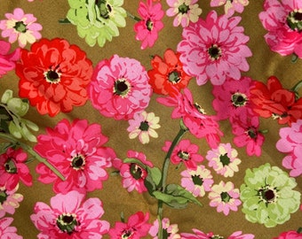 OOP Martha Negley Floral Cotton Fabric Yardage Multicolor ZINNIA Flowers #11