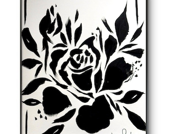 DIIPANT Monochrome Original Art  11x14 Acrylic Floral Wall Art Modern Home Decor
