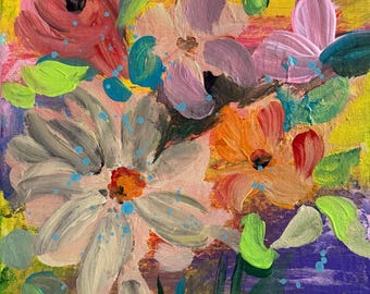 Acrylic painting Flowers Original Art Wall Art