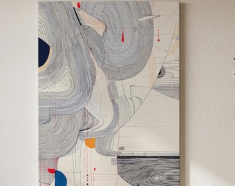 Abstracte lijnkunst canvas, moderne muurkunst, minimalistisch huisdecor, canvas neutrale kleur, geometrische kunst, eigentijds muurdecor