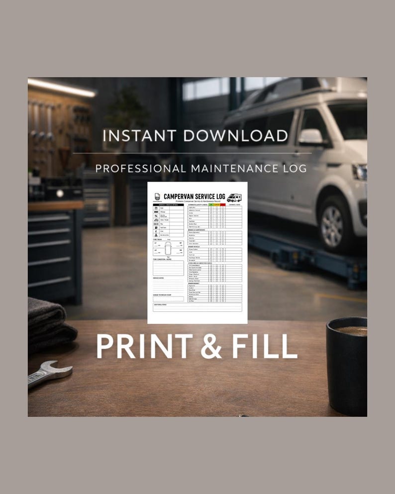 Campervan Maintenance Log | Printable Motorhome Service Record ...