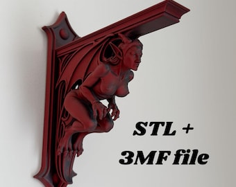 Gargoyle-planksteun (vrouwelijk) STL, gotische console-planksteun