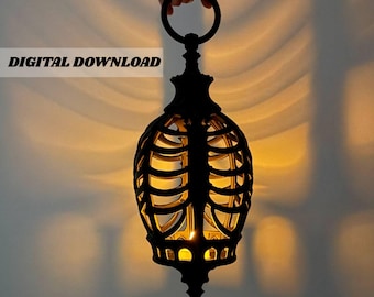 Rib Cage Tea Light Lantern, Gothic Skeleton Lantern, Halloween Hanging Candle Holder
