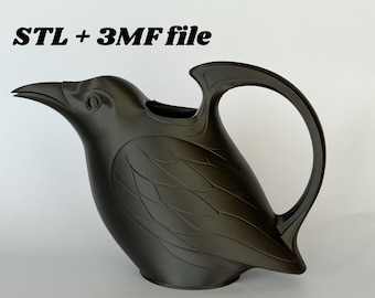 Raven gieter STL, gotisch cottagecore-tuindecor