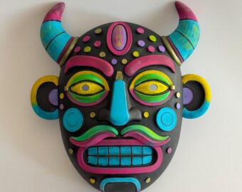 Funky Demon Wall Mask / Neon Gothic Fantasy Decor