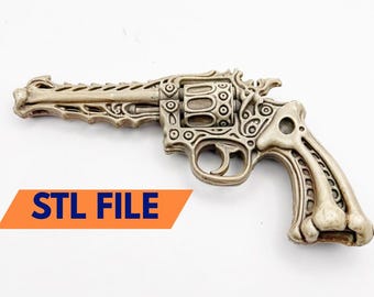 Bone Revolver STL / Gothic Fantasy Gun Prop 3D-print