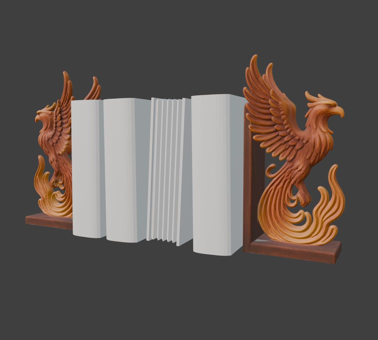 Phoenix Bookends - Fantasy Fire Bird Book Stoppers thumbnail 5