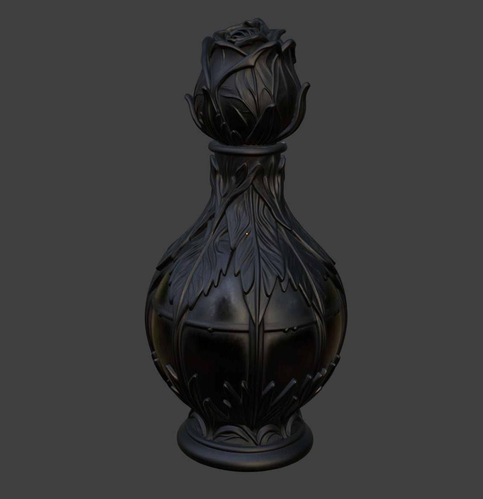 Black Rose Potion Bottle / Gothic Fantasy Decor Vase thumbnail 6