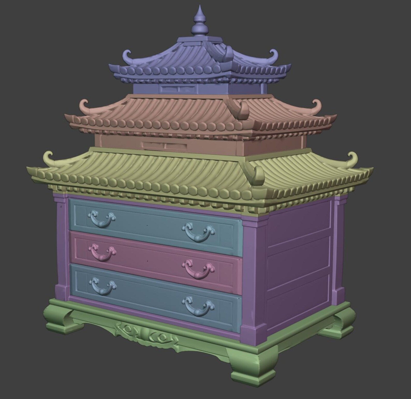 Japanese Pagoda Mini Dresser, Functional Jewelry Box thumbnail 8
