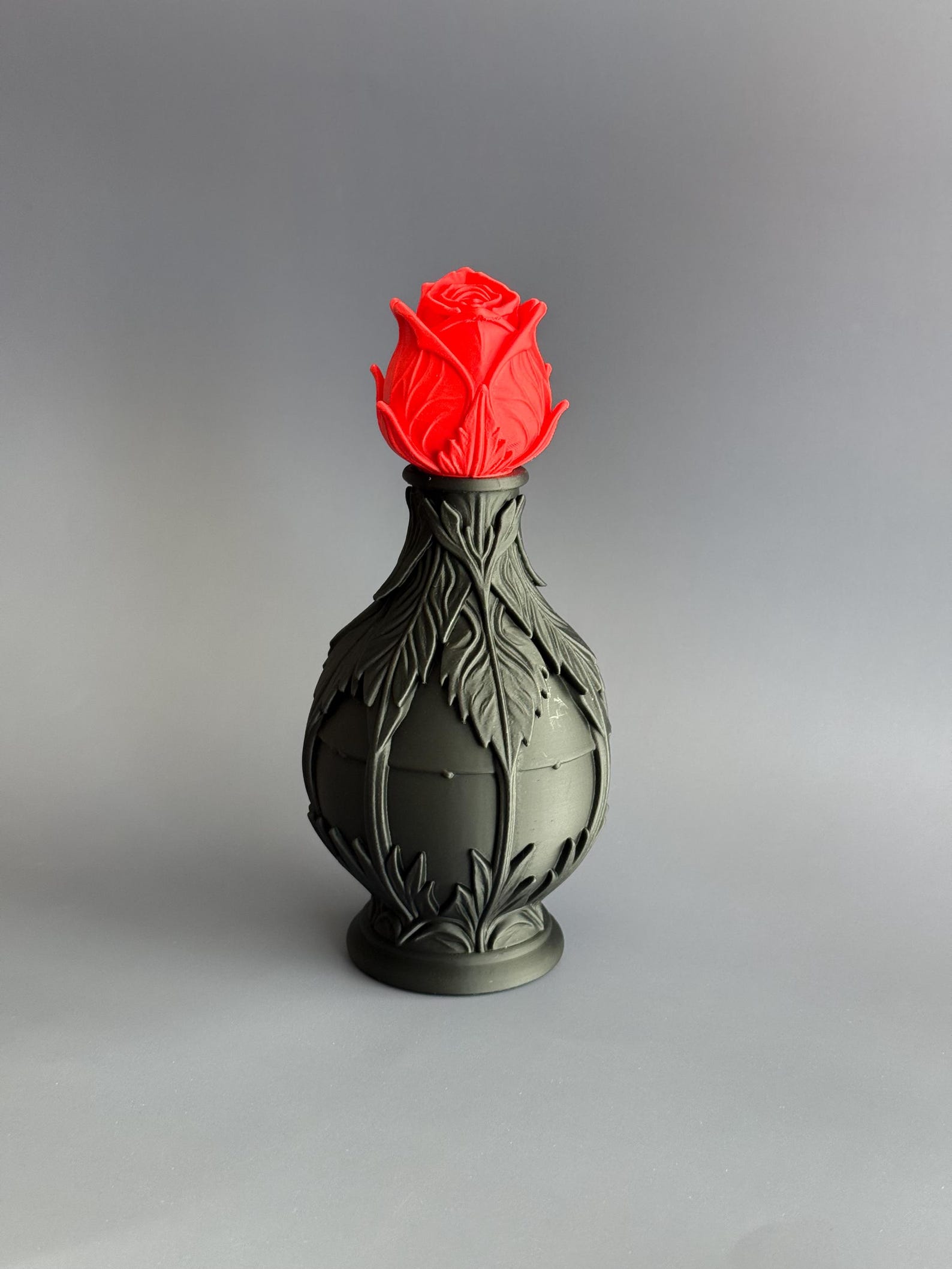 Black Rose Potion Bottle / Gothic Fantasy Decor Vase thumbnail 5