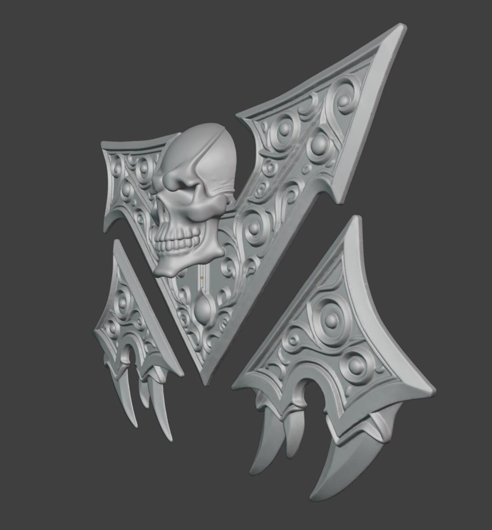 Dark fantasy Skull Emblem - Gothic book cover ornament thumbnail 5