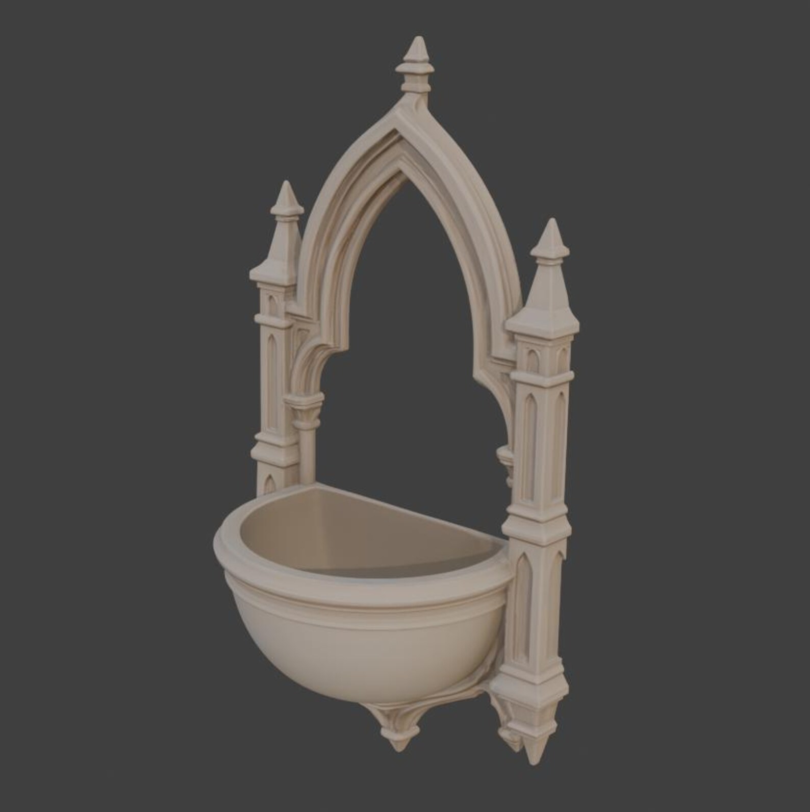 Gothic Holy Water Font, Cathedral Wall Decor thumbnail 5