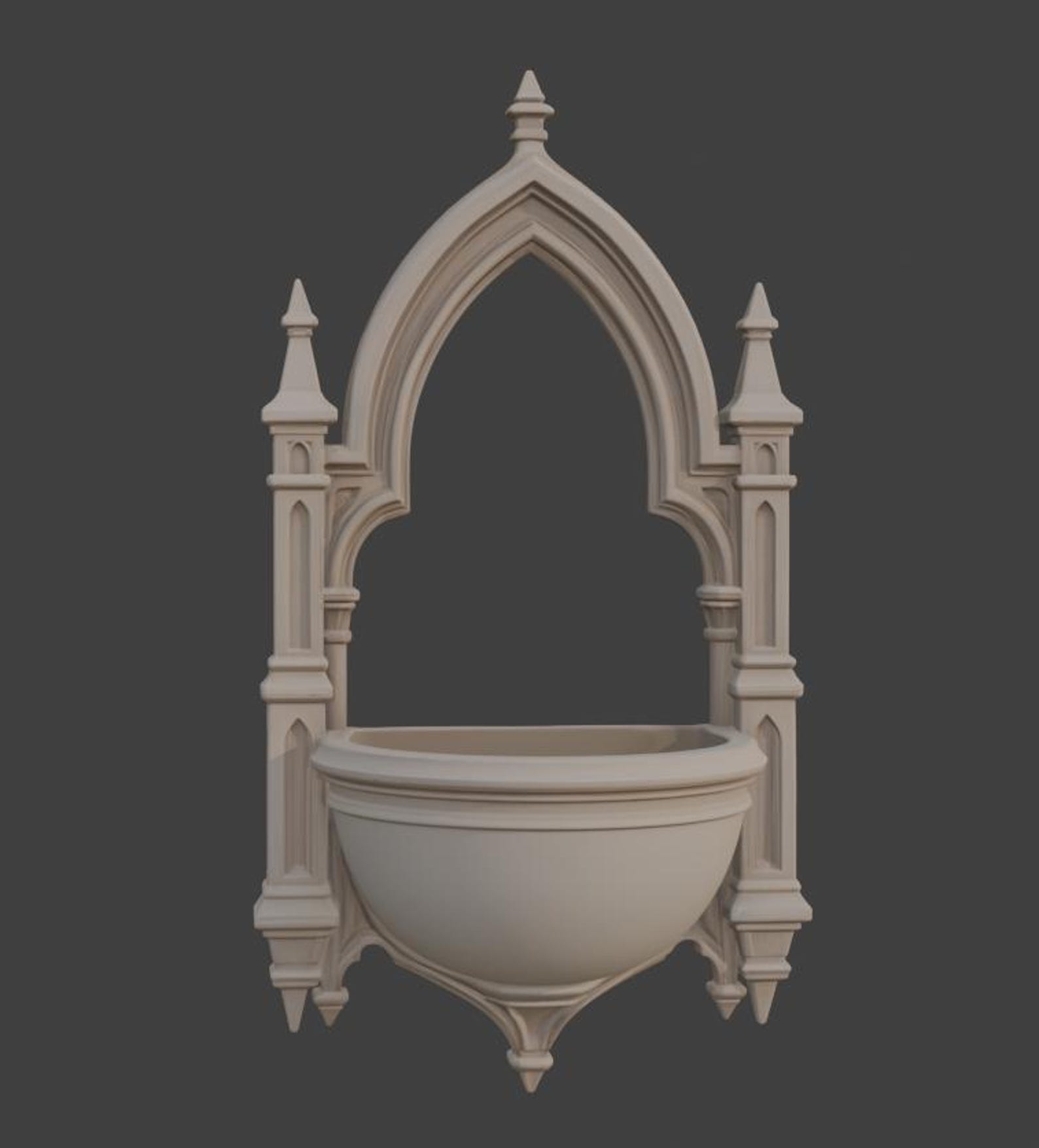 Gothic Holy Water Font, Cathedral Wall Decor thumbnail 7