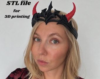 Demoness Circlet, Horned Gothic Crown 3D Print File
