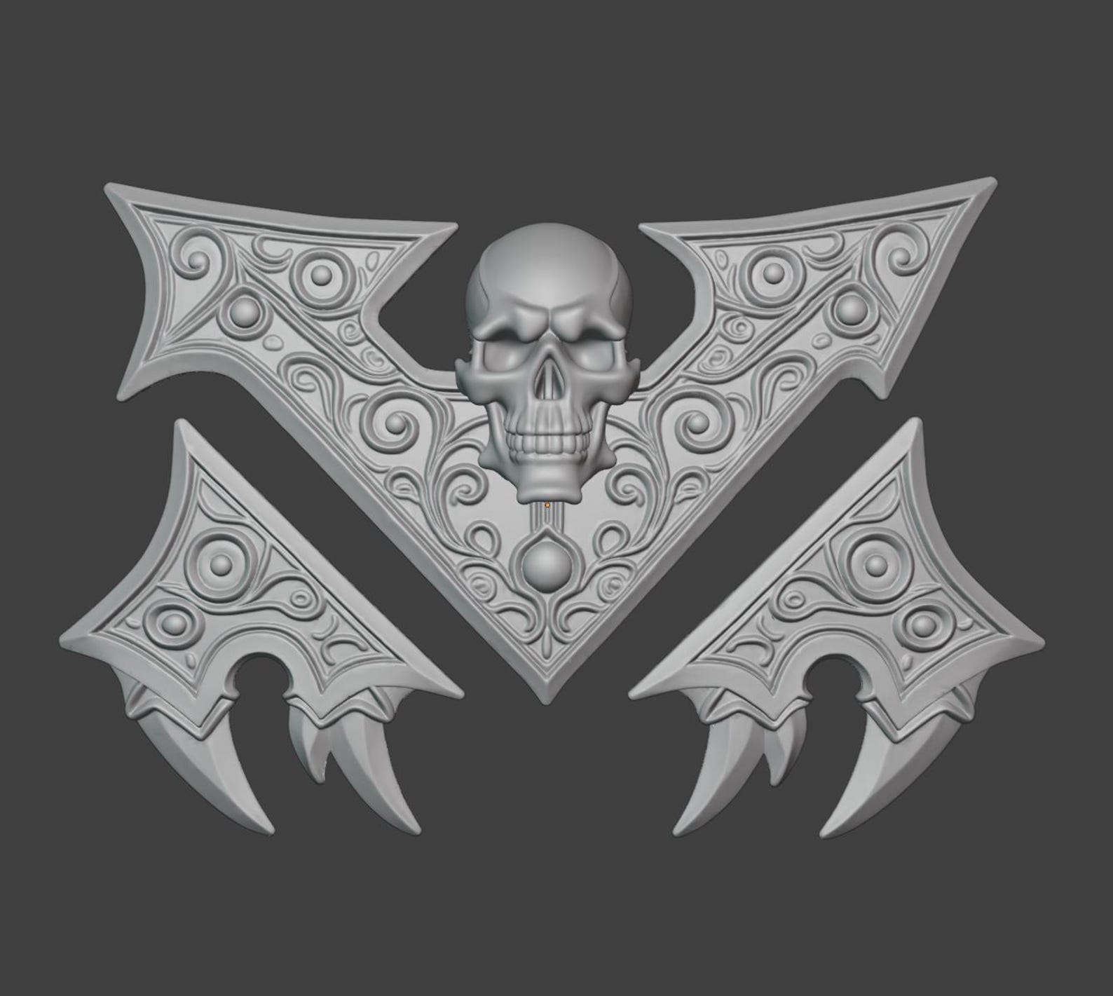 Dark fantasy Skull Emblem - Gothic book cover ornament thumbnail 4