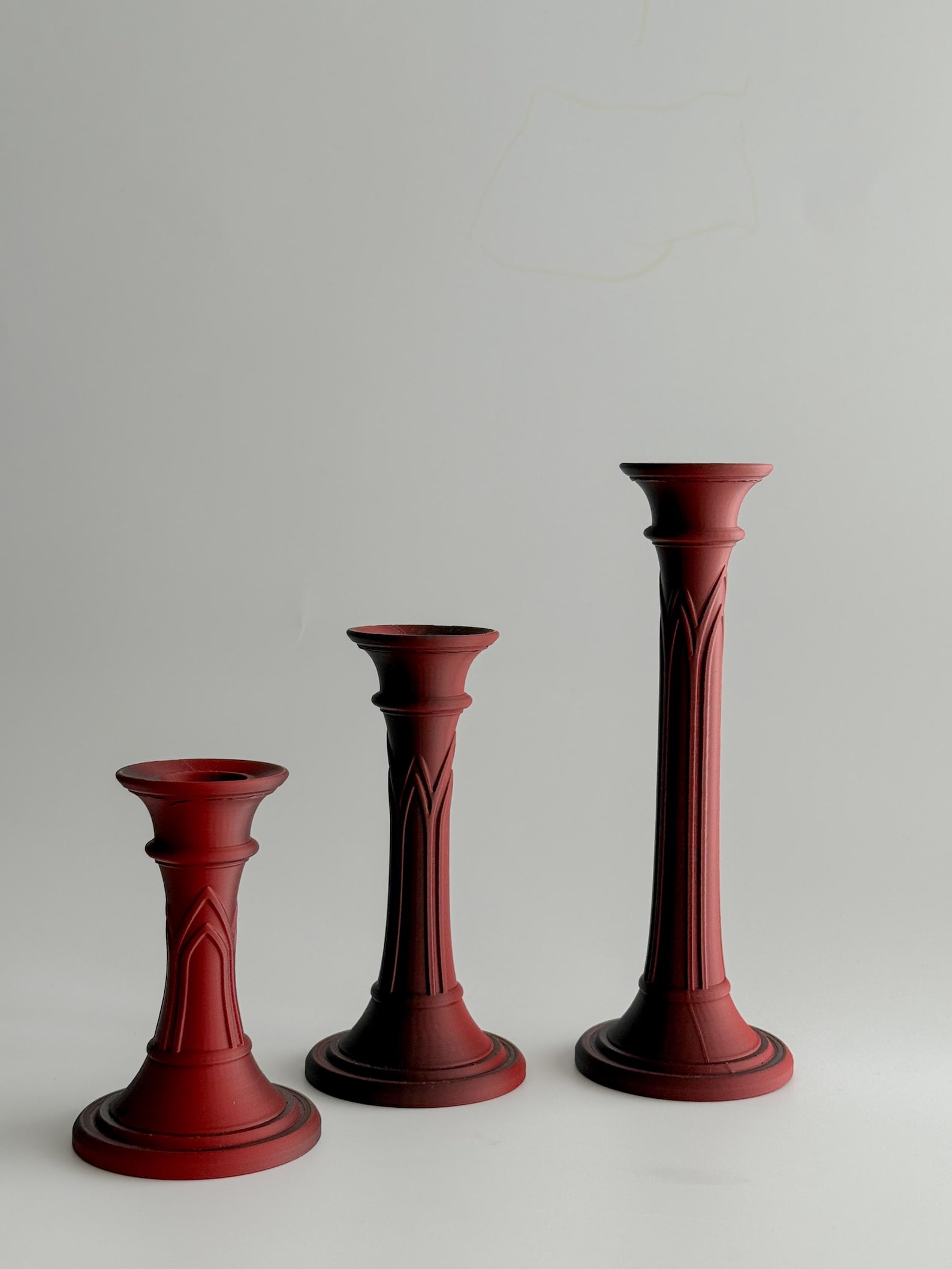 Gothic Pillar Candle Holder Set, Medieval Candlestick thumbnail 5