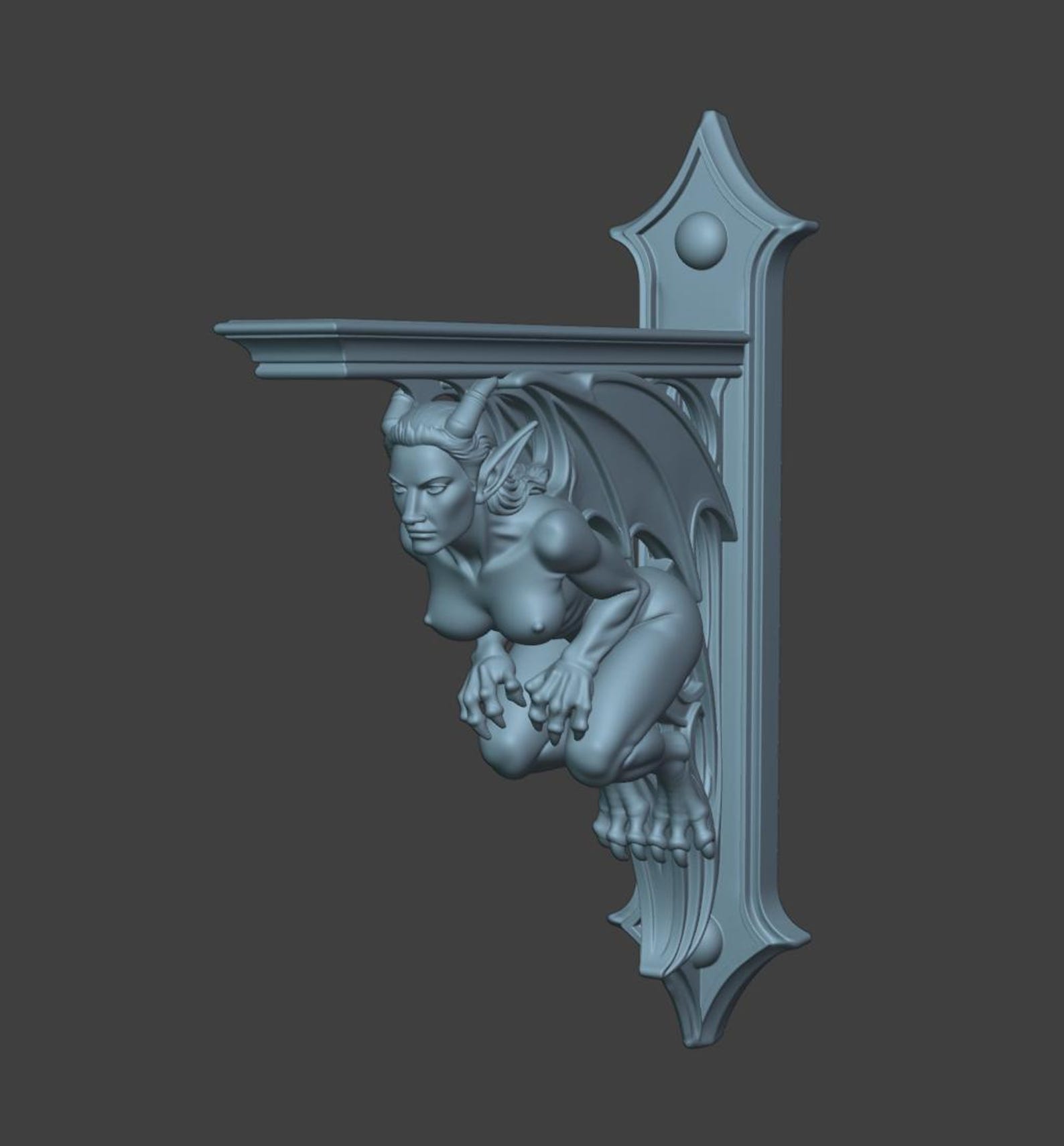 Female Gargoyle Shelf Bracket, Gothic Corbel Shelf Support thumbnail 8