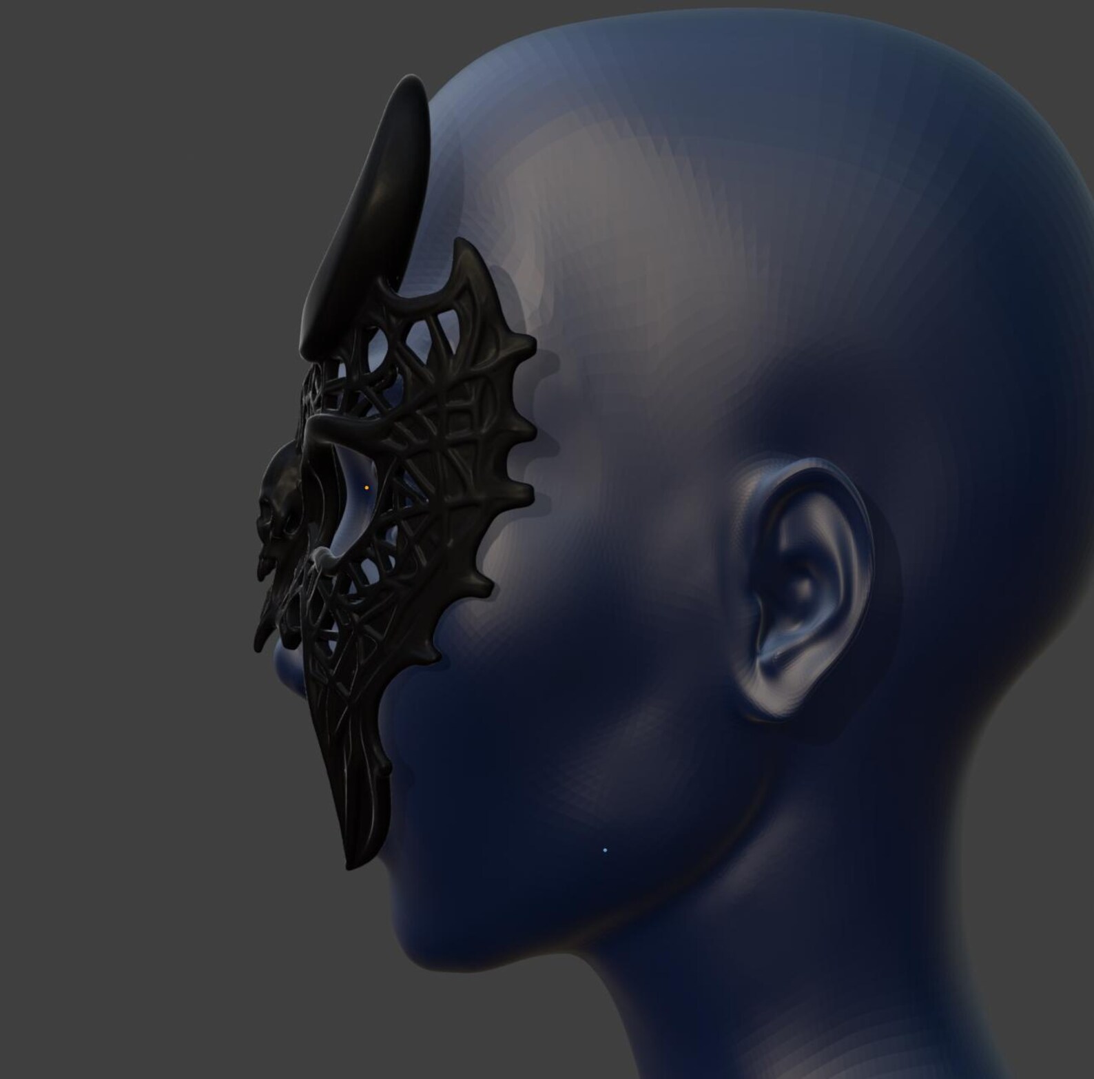 Moonveil Lattice Mask, Gothic Demon Mask thumbnail 5