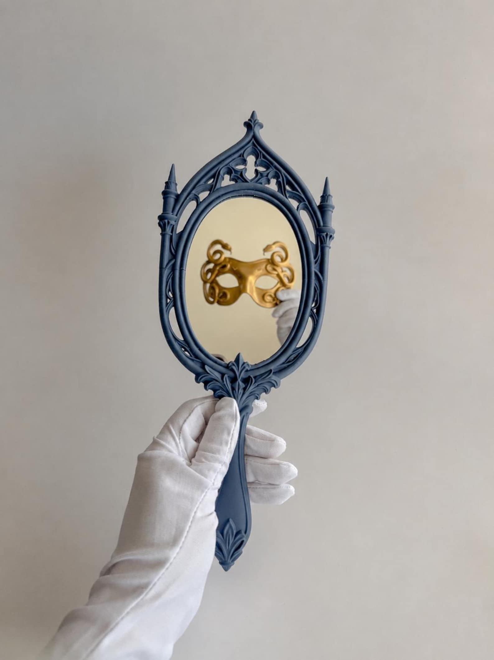 Gothic Cathedral Hand Mirror, Dark Fantasy Vanity Mirror