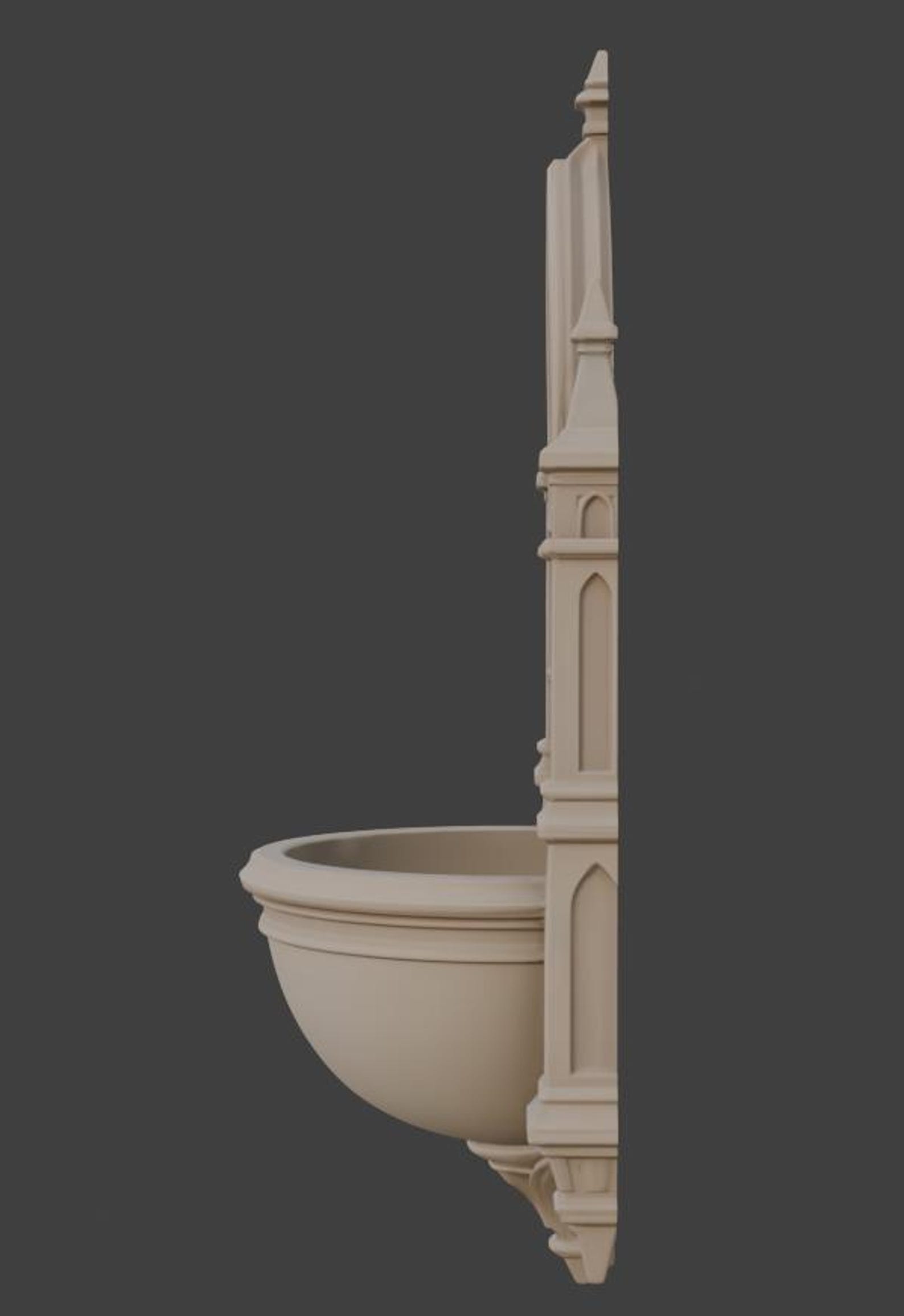 Gothic Holy Water Font, Cathedral Wall Decor thumbnail 6