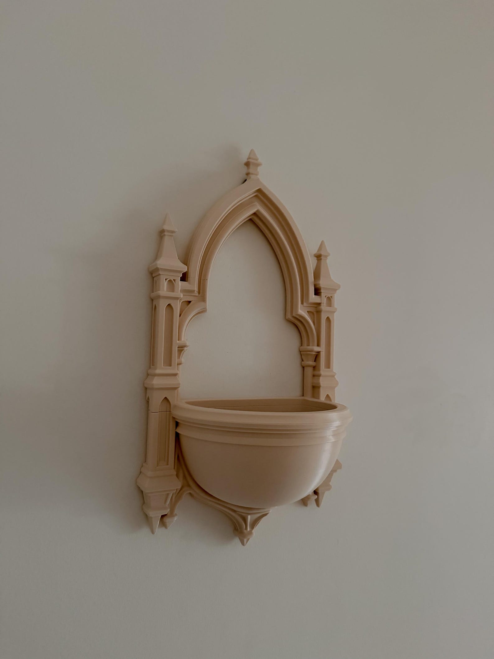 Gothic Holy Water Font, Cathedral Wall Decor thumbnail 3