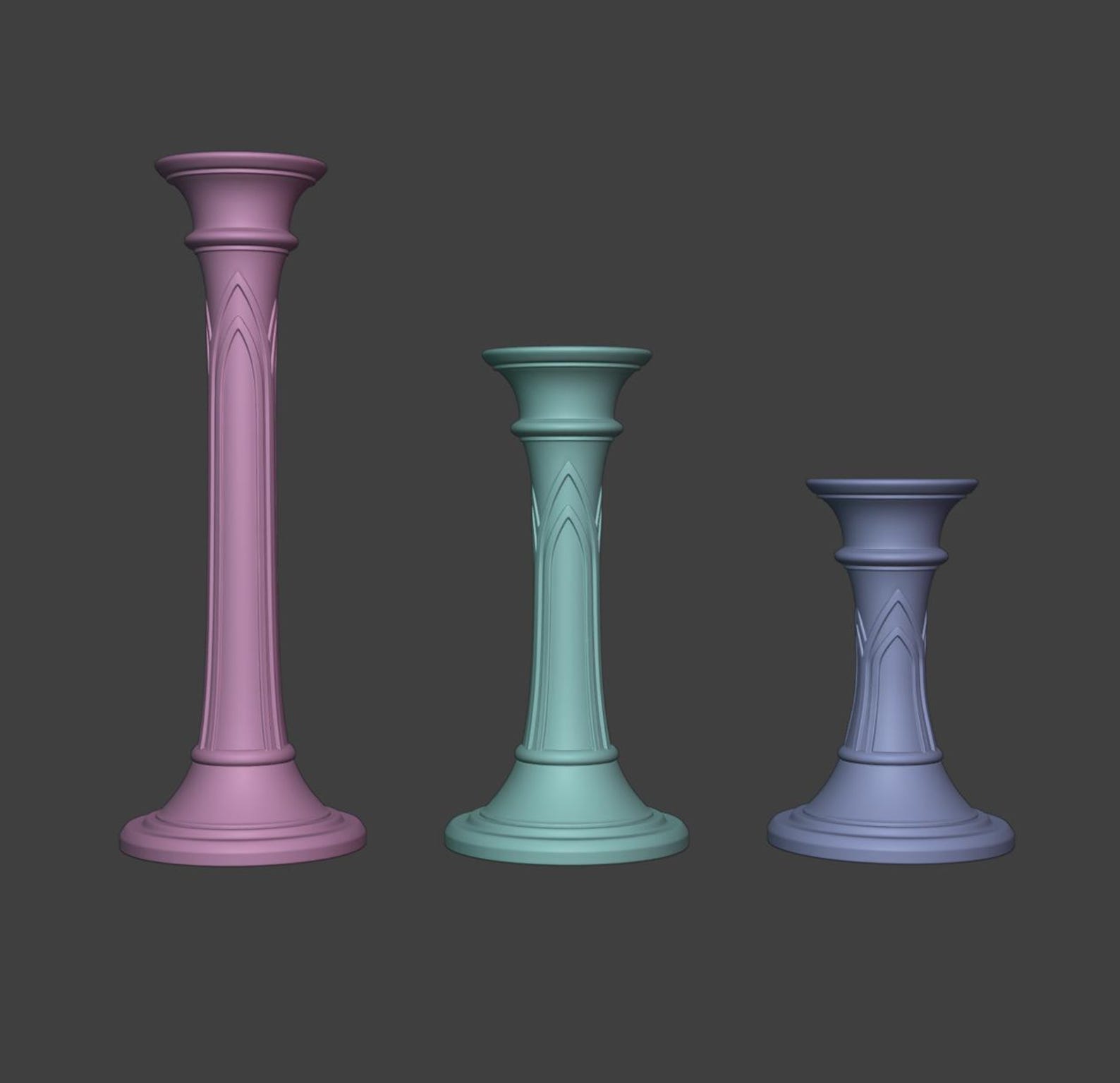 Gothic Pillar Candle Holder Set, Medieval Candlestick thumbnail 6