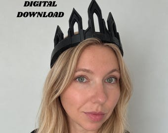 Heavy Gothic Cathedral Crown, Wearable Dark Queen Crown 3D Print File, Medieval LARP Cosplay