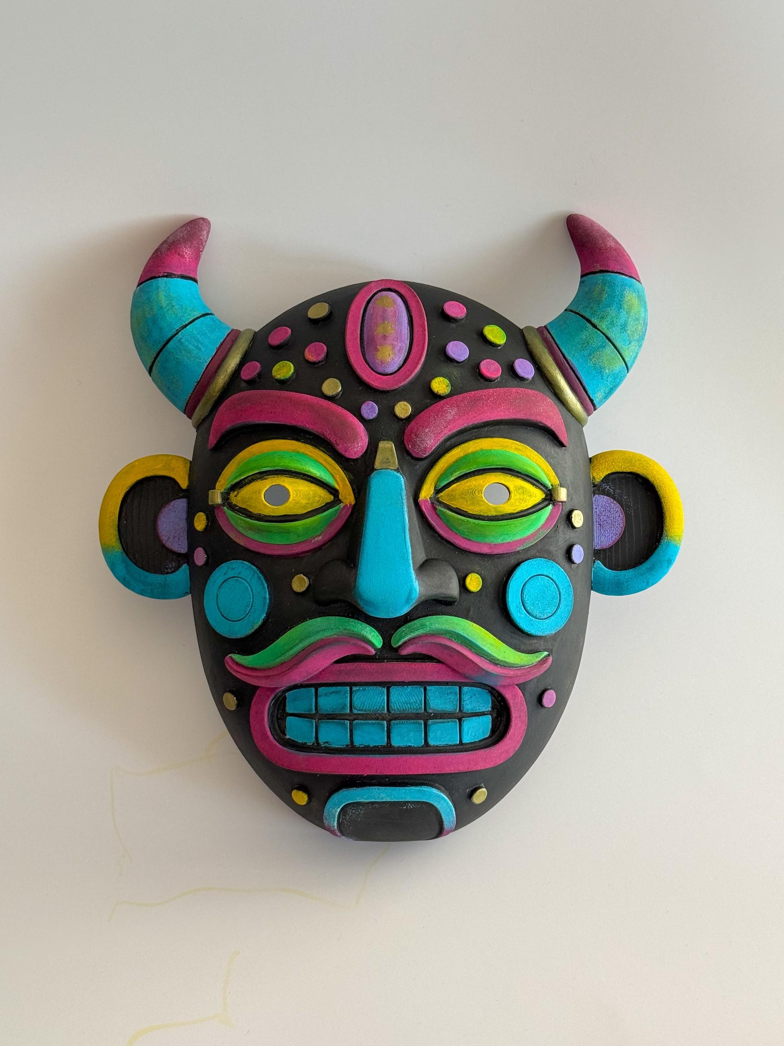 Funky Demon Wall Mask / Neon Gothic Fantasy Decor