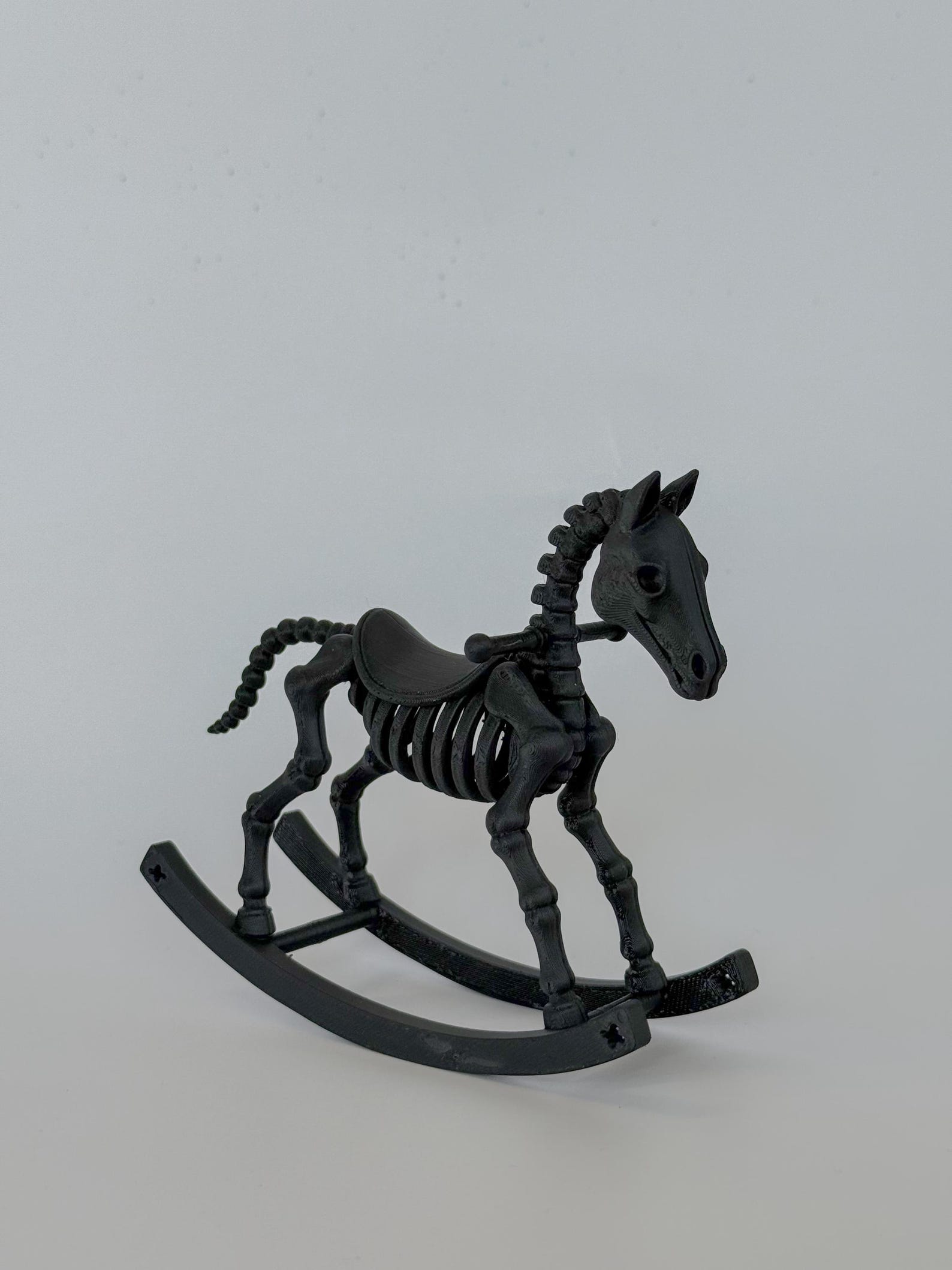 Skeleton Rocking Horse, Gothic Undead Horse Toy, Halloween Decoration