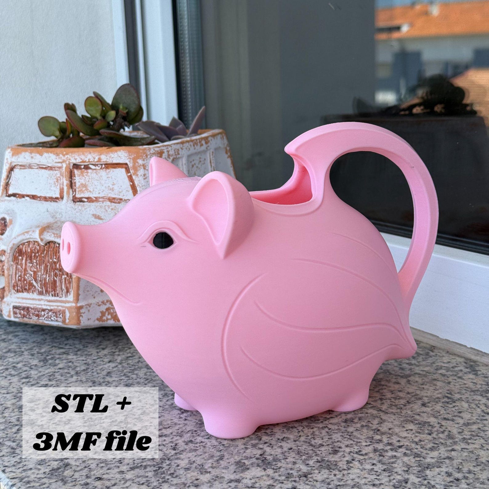 Pig Watering Can, Farm Animal Garden Accessory
