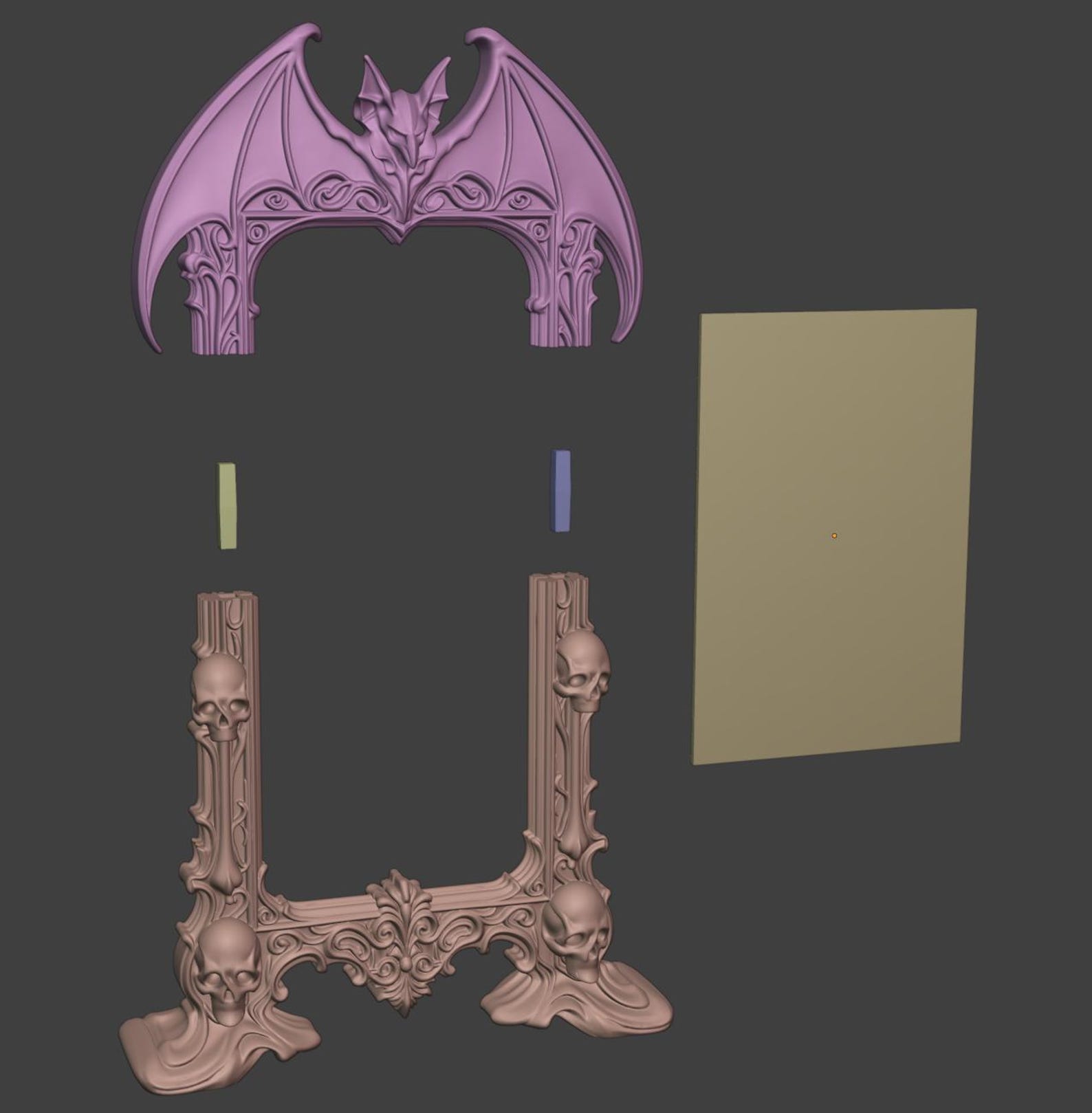 Gothic Bat Frame, Vampire Frame with Skulls thumbnail 8