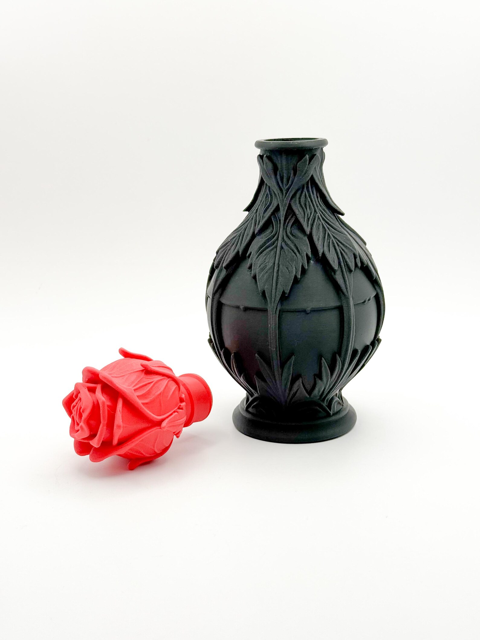 Black Rose Potion Bottle / Gothic Fantasy Decor Vase thumbnail 3