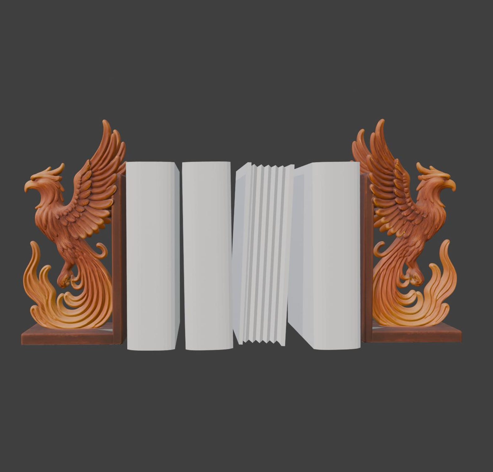 Phoenix Bookends - Fantasy Fire Bird Book Stoppers thumbnail 4