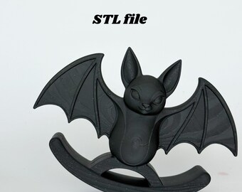 Gothic vleermuis rocker beeldje, kawaii spookachtig speelgoed, halloween decor (STL-bestand)