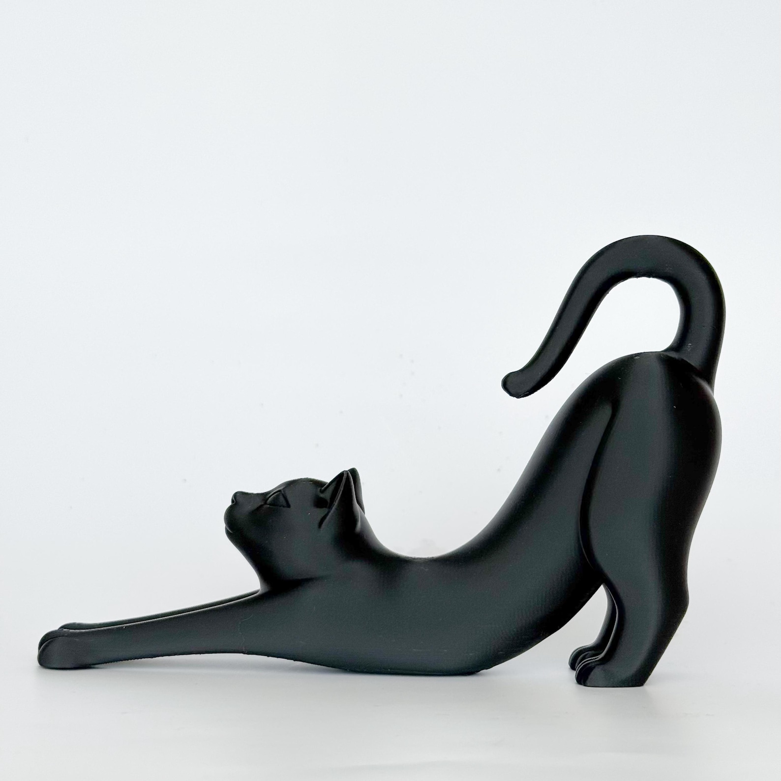Black Stretching Cat, Minimal Cat Statue thumbnail 2