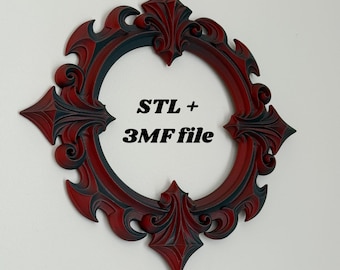 Gotische ronde spiegellijst STL, sierlijke Victoriaanse muurdecoratie