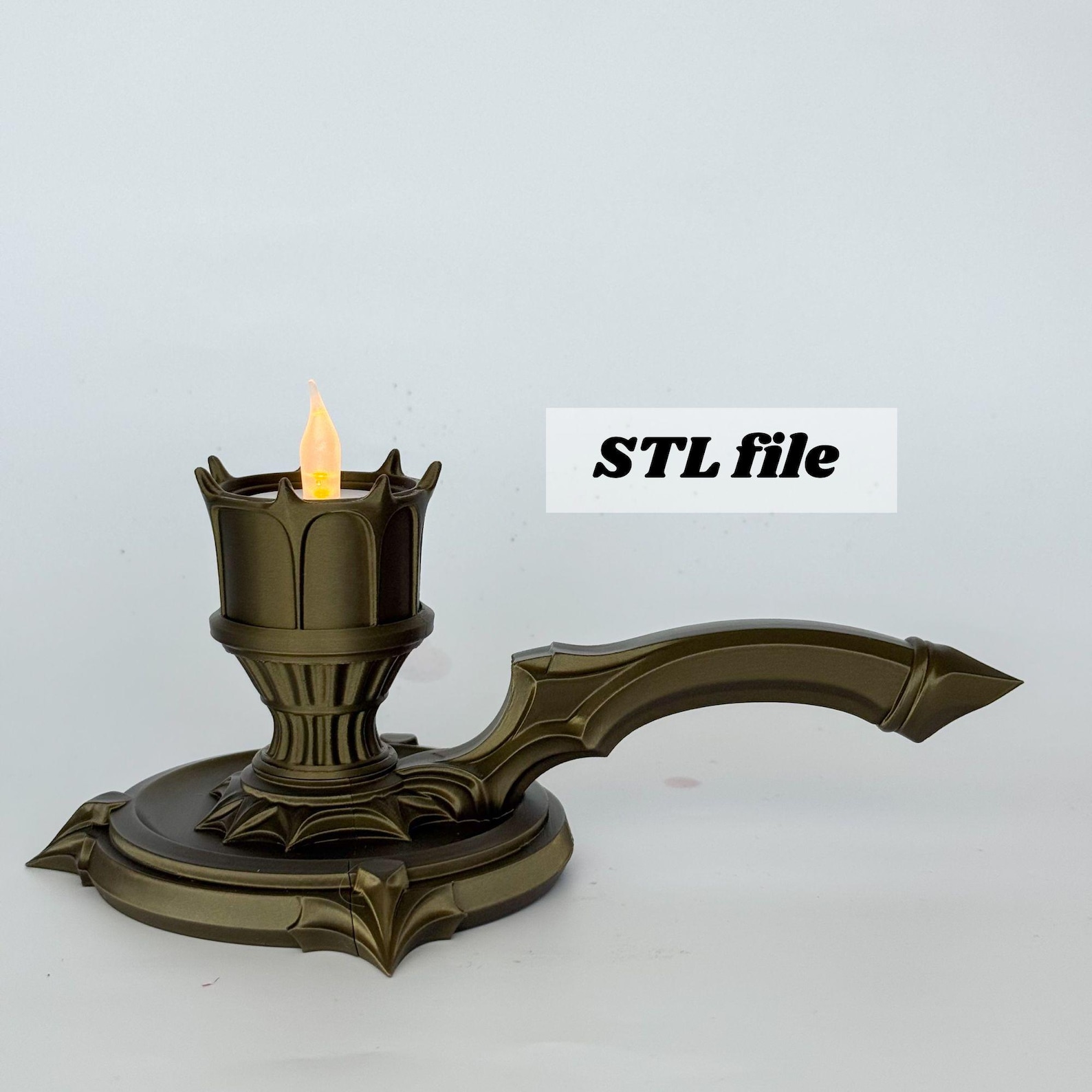 Gothic Candle Holder, Medieval Chamberstick
