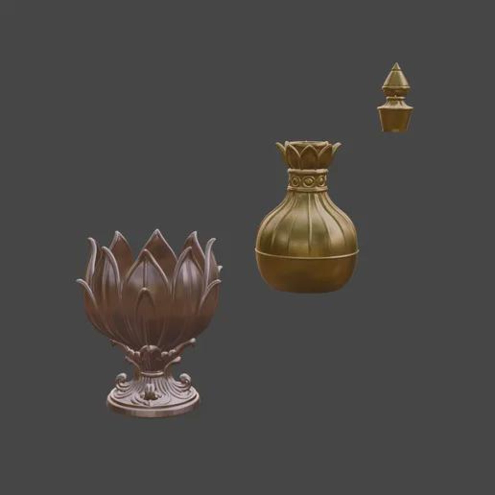Eternal Thrive Potion Bottle with Lotus Stand, Fantasy Alchemy Flask thumbnail 7