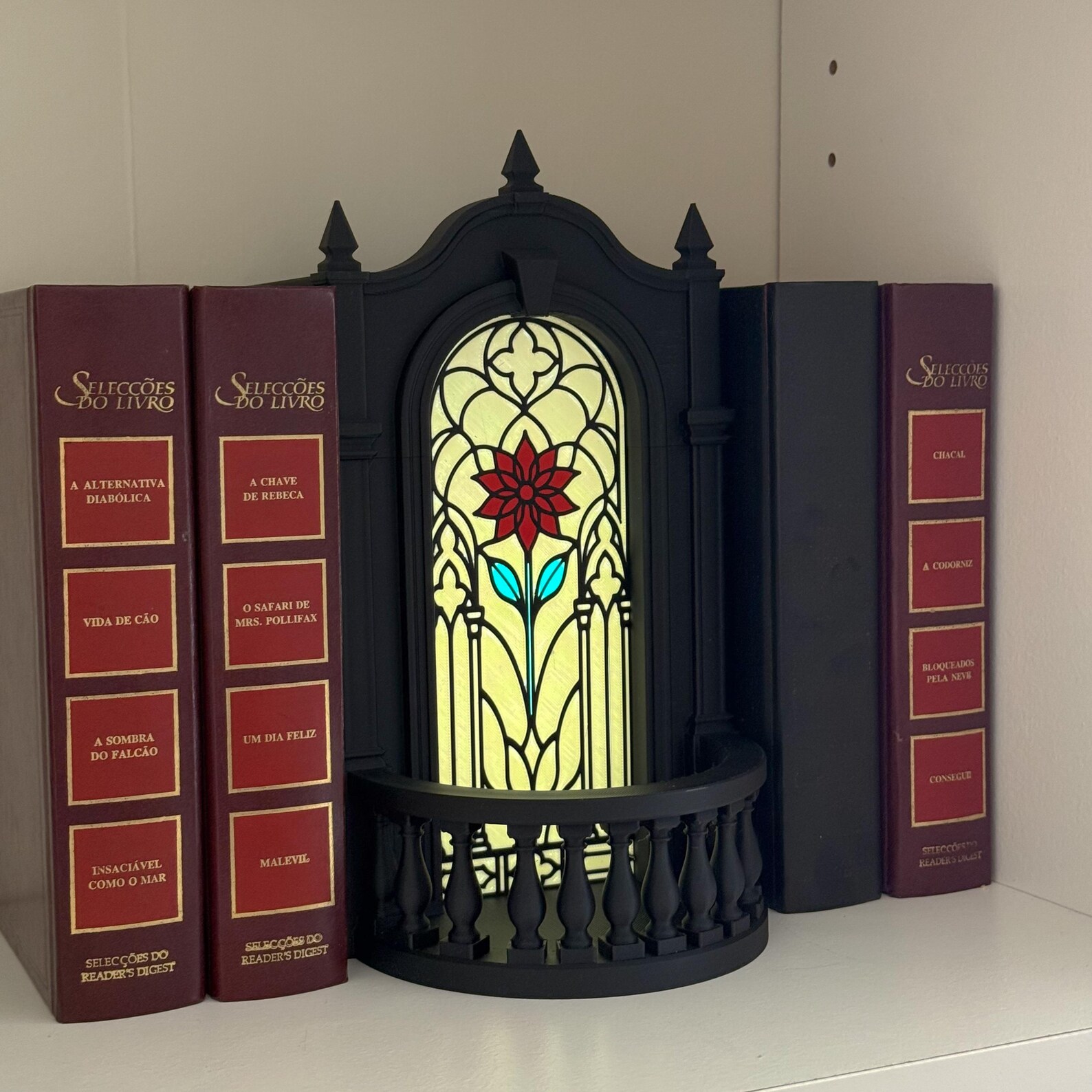 Gothic Book Nook, Stained Glass Window Bookshelf Insert thumbnail 4